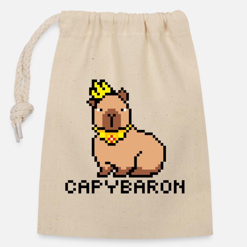 capybaron pixelart - Closable cotton gift bag (14x20cm) - nature