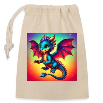 dragon - Closable cotton gift bag (14x20cm) - nature - Front