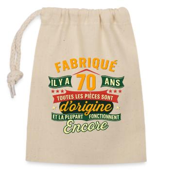 70 ans d’origine, Cadeau anniversaire humour - Sac cadeau en coton avec cordon (14 x 20 cm) - nature - Devant