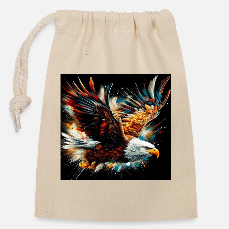 Adler - Verschließbarer Geschenkbeutel aus Baumwolle (14x20cm) - Natur