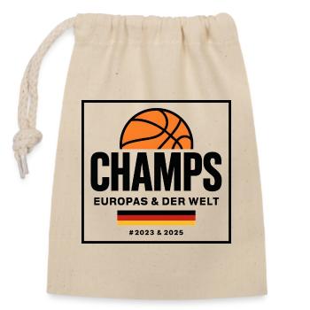 Basketball Champs Deutschland Basketballer  - Verschließbarer Geschenkbeutel aus Baumwolle (14x20cm) - Natur - Vorne