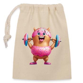 Donut Monster Krafttraining - Verschließbarer Geschenkbeutel aus Baumwolle (14x20cm) - Natur - Vorne