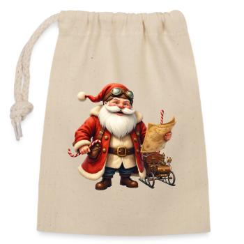 Vintage Weihnachten Steampunk Weihnachtsmann - Verschließbarer Geschenkbeutel aus Baumwolle (14x20cm) - Natur - Vorne