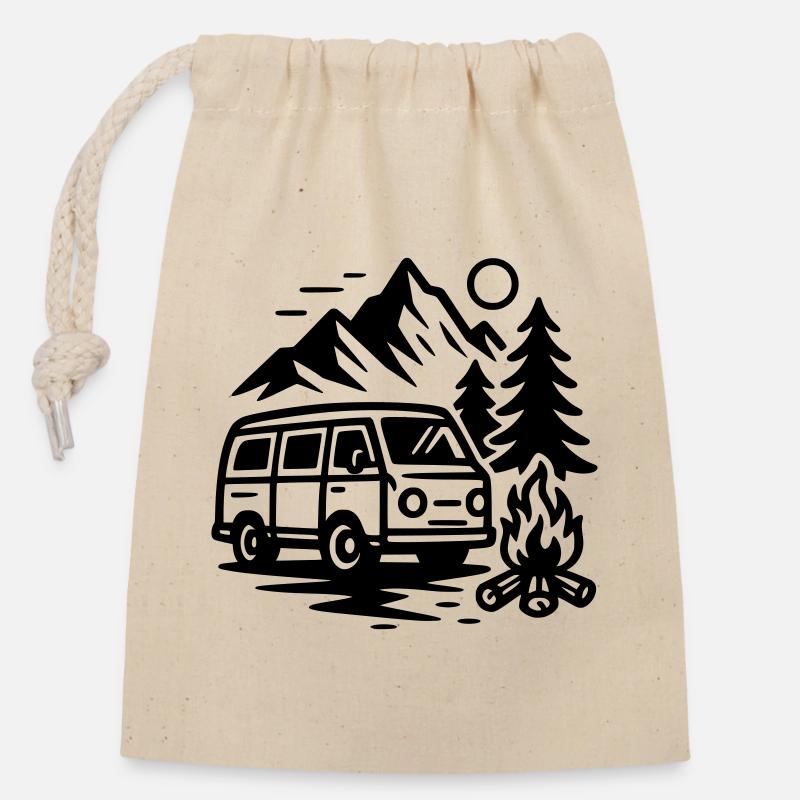 Campeur - Sac cadeau en coton avec cordon (14 x 20 cm) - nature