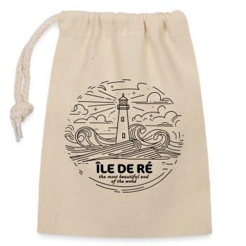 Thsirt Cadeau Île de Ré Plus Bel Endroit Charente - Sac cadeau en coton avec cordon (14 x 20 cm) - nature - Devant