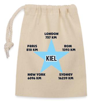 Kiel Urlaub Küste Ostsee Hafen Kieler Heimat - Verschließbarer Geschenkbeutel aus Baumwolle (14x20cm) - Natur - Vorne