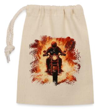 Flammensturm Motorradfahrer - Verschließbarer Geschenkbeutel aus Baumwolle (14x20cm) - Natur - Vorne
