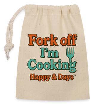 Fork Off I'm Cooking Humor - Verschließbarer Geschenkbeutel aus Baumwolle (14x20cm) - Natur - Vorne
