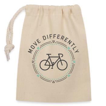 Move Differently - Closable cotton gift bag (14x20cm) - nature - Front