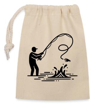 Fliegenfischen Angler Auswurf Vektor - Verschließbarer Geschenkbeutel aus Baumwolle (14x20cm) - Natur - Vorne