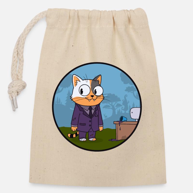 ABOGATO - Closable cotton gift bag (14x20cm) - nature