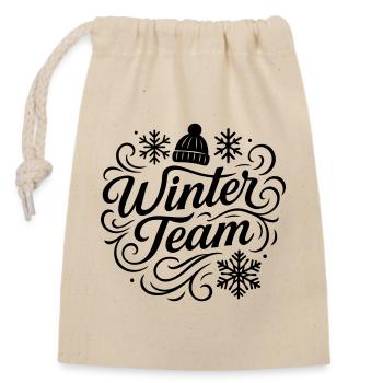 Équipe d’hiver - Sac cadeau en coton avec cordon (14 x 20 cm) - nature - Devant