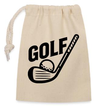 Golf font with golf ball and golf club - Closable cotton gift bag (14x20cm) - nature - Front