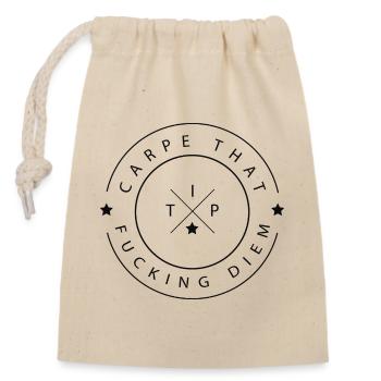 Carpe That Fucking Diem - Sarcastic Badge Black - Sac cadeau en coton avec cordon (14 x 20 cm) - nature - Devant