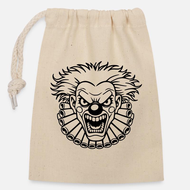 Wicked Clown - Closable cotton gift bag (14x20cm) - nature