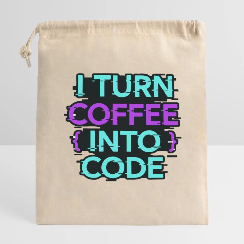 I Turn Coffee Into Code Closable cotton gift bag (14x20cm)