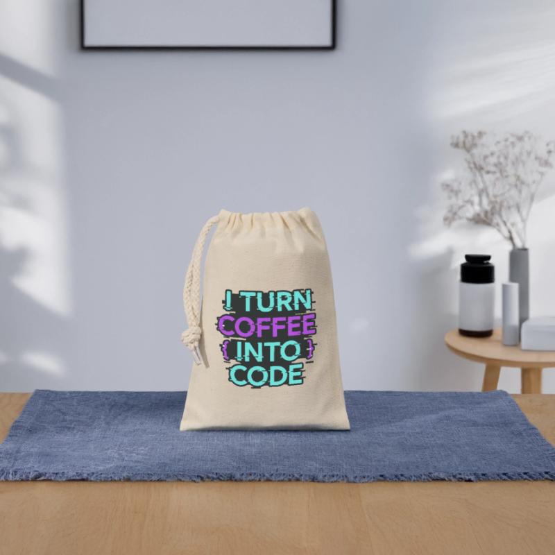 I Turn Coffee Into Code Closable cotton gift bag (14x20cm)