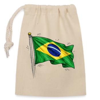 Brazil Flag - Closable cotton gift bag (14x20cm) - nature - Front