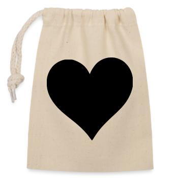 cœur noir cadeau saint valentin - Sac cadeau en coton avec cordon (14 x 20 cm) - nature - Devant