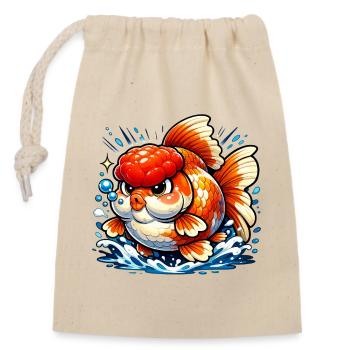 Poisson rouge Oranda gras de haute qualité - Sac cadeau en coton avec cordon (14 x 20 cm) - nature - Devant