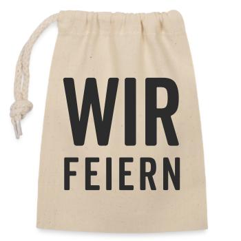 We Celebrate – Party Motif - Closable cotton gift bag (14x20cm) - nature - Front