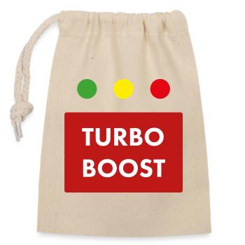 Turbo Boost Retro-Text - Verschließbarer Geschenkbeutel aus Baumwolle (14x20cm) - Natur - Vorne