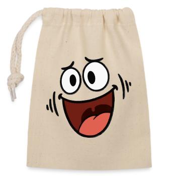 Happy Laughing Face - Closable cotton gift bag (14x20cm) - nature - Front