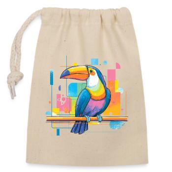 Toucan coloré sur des surfaces néon - Sac cadeau en coton avec cordon (14 x 20 cm) - nature - Devant