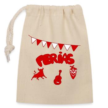 Feria Rouge: Taureau, Guitare et bandana - Sac cadeau en coton avec cordon (14 x 20 cm) - nature - Devant