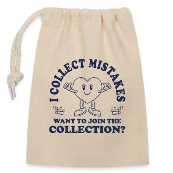 I Collect Mistakes – Retro Comic Flirt Saying - Closable cotton gift bag (14x20cm) - nature - Front