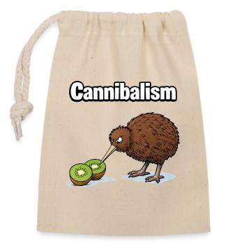 Cannibalisme – Le Kiwi à l’humour | Comique drôle - Sac cadeau en coton avec cordon (14 x 20 cm) - nature - Devant
