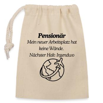 Pensioner finally travel - Closable cotton gift bag (14x20cm) - nature - Front