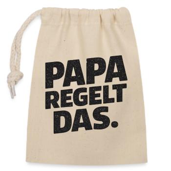 Dad Takes Care of It – Funny Dad Gift - Closable cotton gift bag (14x20cm) - nature - Front