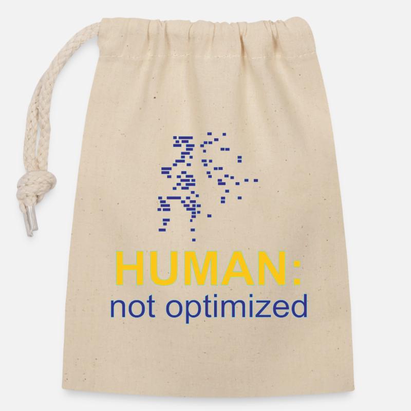 Humain : Non optimisé - Sac cadeau en coton avec cordon (14 x 20 cm) - nature