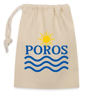 Poros Sun Waves Design - Closable cotton gift bag (14x20cm) - nature - Front