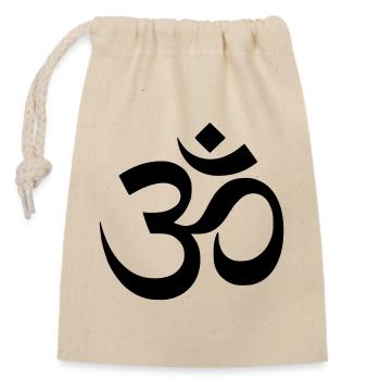 Om Symbol Mantra Silhouette - Verschließbarer Geschenkbeutel aus Baumwolle (14x20cm) - Natur - Vorne