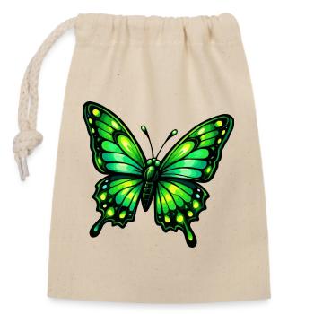 Papillon Vert - Sac cadeau en coton avec cordon (14 x 20 cm) - nature - Devant