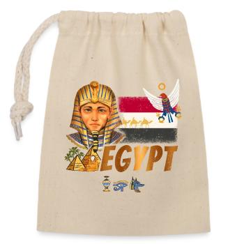 Egypt Vintage Pharaoh with Flag and Pyramids - Closable cotton gift bag (14x20cm) - nature - Front