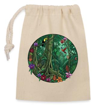 Tropical Jungle Circular Painting - Closable cotton gift bag (14x20cm) - nature - Front