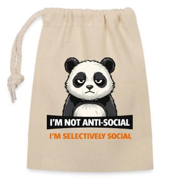 Selective Panda Social - Closable cotton gift bag (14x20cm) - nature - Front