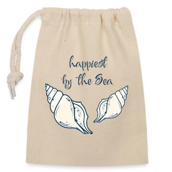 Le plus heureux près de la mer Coquillage de plage Vintage Desig - Sac cadeau en coton avec cordon (14 x 20 cm) - nature - Devant