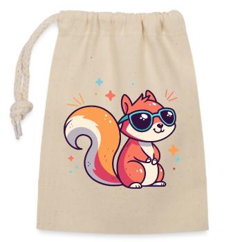 Schicke Eichhörnchen-Sonnenbrille - Verschließbarer Geschenkbeutel aus Baumwolle (14x20cm) - Natur - Vorne
