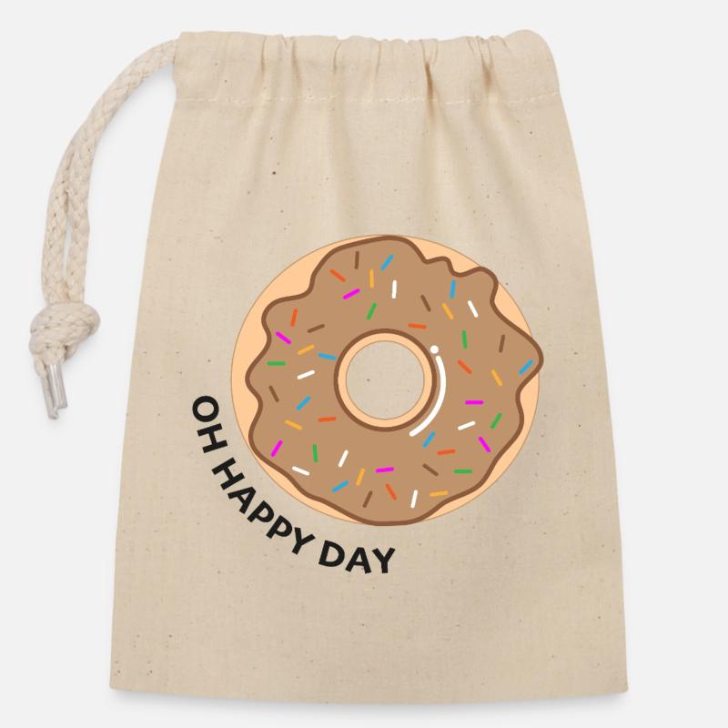 Donut Oh Happy Day - Closable cotton gift bag (14x20cm) - nature