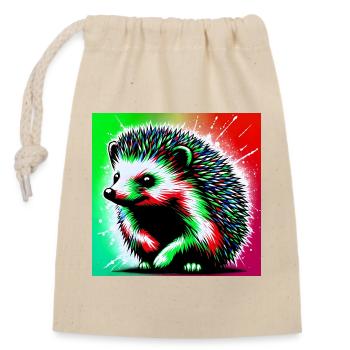hedgehog - Closable cotton gift bag (14x20cm) - nature - Front