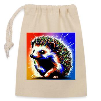 hedgehog - Closable cotton gift bag (14x20cm) - nature - Front