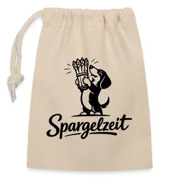 Spargel Essen Spargelzeit Saison Dackel - Verschließbarer Geschenkbeutel aus Baumwolle (14x20cm) - Natur - Vorne