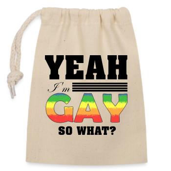 Yeah I'm Gay So What Funny Pride Rainbow Art - Sac cadeau en coton avec cordon (14 x 20 cm) - nature - Devant