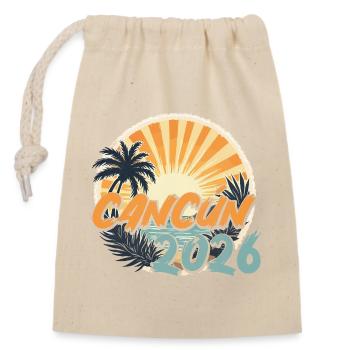 Cancun 2026 - Verschließbarer Geschenkbeutel aus Baumwolle (14x20cm) - Natur - Vorne