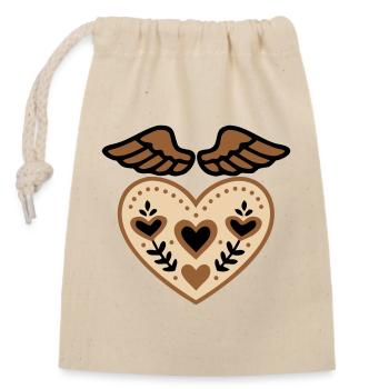 Tatouage d'ange gardien avec ailes en forme de cœur - Sac cadeau en coton avec cordon (14 x 20 cm) - nature - Devant