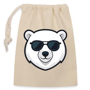 Ourson polaire lunettes noires - Sac cadeau en coton avec cordon (14 x 20 cm) - nature - Devant